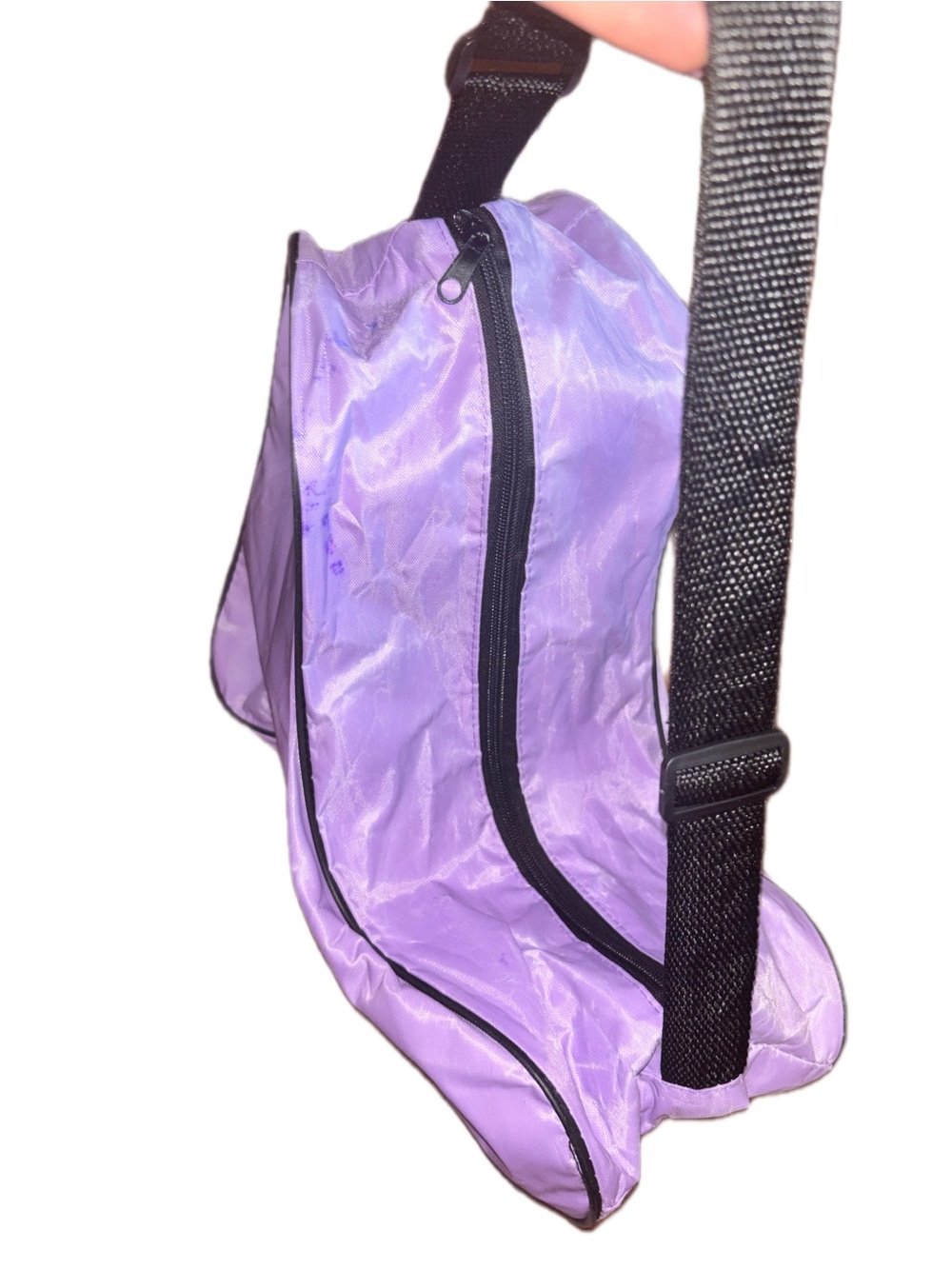 Light Lavender Nylon Crossbody Bag with Adjustable Black Strap